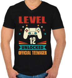 printfashion 12 éves gamer - Férfi V-nyakú póló - Fekete (1449197)