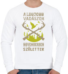 printfashion A legjobb vadászok novemberben születtek - Férfi pulóver - Fehér (16332515)