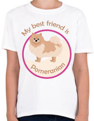 printfashion My best friend - Pomeranian - Gyerek póló - Fehér (6296588)