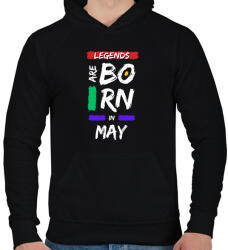 printfashion Legends are born in may - Férfi kapucnis pulóver - Fekete (14388298)
