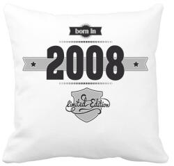 printfashion born-in-2008-(dark&lightgrey) - Párnahuzat, Díszpárnahuzat - Fehér (477018)
