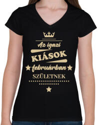 printfashion Az igazi Kiások - Hónappal - Női V-nyakú póló - Fekete (7195135)