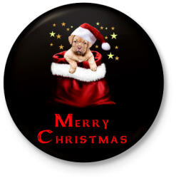 printfashion Merry Christmas - Kitűző, hűtőmágnes - Fekete (3099747)