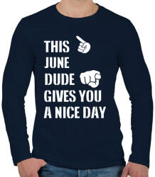 printfashion Ez a júniusi csávó szép napot kíván neked - Férfi hosszú ujjú póló - Sötétkék (1426110)
