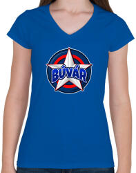 printfashion CAPTAIN BÚVÁR - Női V-nyakú póló - Királykék (10130218)