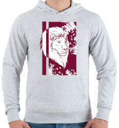 printfashion Fehér oroszlán - Férfi kapucnis pulóver - Sport szürke (1526559)