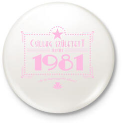 printfashion csillag-1981-pink - Kitűző, hűtőmágnes - Fehér (3076659)