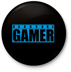 printfashion HARDCORE GAMER - Kitűző, hűtőmágnes - Fekete (3092419)