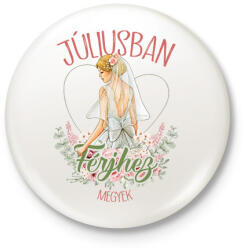 printfashion Júliusban férjhez megyek - Kitűző, hűtőmágnes - Fehér (7338120)