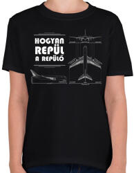 printfashion Hogyan repül a levegő - Gyerek póló - Fekete (7686475)