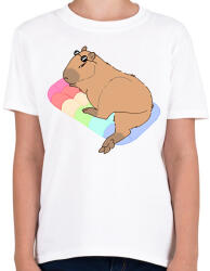 printfashion Nyári capybara - Gyerek póló - Fehér (13682695)