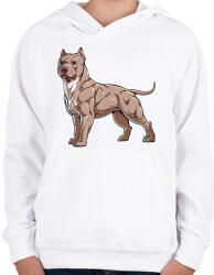 printfashion Pitbull kutya - Gyerek kapucnis pulóver - Fehér (1023039)