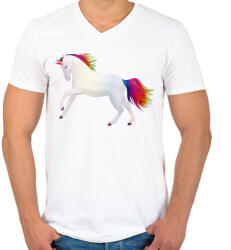 printfashion Egyszarvú - Férfi V-nyakú póló - Fehér (5151978)