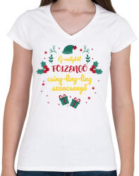 printfashion Weöres Sándor - Száncsengő - Női V-nyakú póló - Fehér (10207290)
