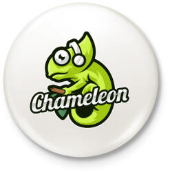 printfashion Chameleon - Kitűző, hűtőmágnes - Fehér (5140423)