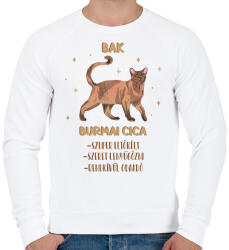 printfashion Bak - Burmai cica - Férfi pulóver - Fehér (13337676)