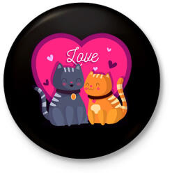 printfashion Love cats - Kitűző, hűtőmágnes - Fekete (6059524)