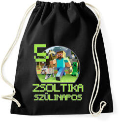 printfashion Minecraft születésnap - Egyedi névvel - Sportzsák, Tornazsák - Fekete (7034017)