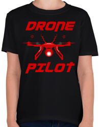 printfashion DRONE PILOT - Gyerek póló - Fekete (16385476)