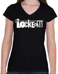 printfashion Locke and Key - Női V-nyakú póló - Fekete (2490375)