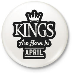 printfashion KINGS are born in April - fekete - Kitűző, hűtőmágnes - Fehér (5510178)