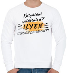 printfashion Kutyáidat sétáltatod? - Férfi pulóver - Fehér (5375799)