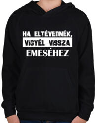 printfashion Eltévedt pároknak - Ha eltévednék (fehér) - Gyerek kapucnis pulóver - Fekete (6996221)
