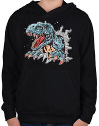printfashion T-rex - Gyerek kapucnis pulóver - Fekete (15667786)