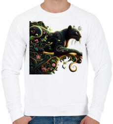 printfashion Fekete párduc2 - Férfi pulóver - Fehér (14777225)