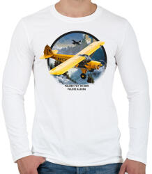 printfashion Repülőgép grafika - Férfi hosszú ujjú póló - Fehér (4961573)