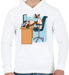 printfashion Sziámi macskák - Férfi kapucnis pulóver - Fehér (11654825)