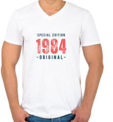 printfashion Special edition 1984 original - Férfi V-nyakú póló - Fehér (14185674)