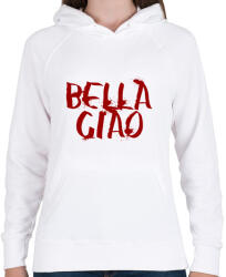 printfashion Bella ciao graffiti piros - Női kapucnis pulóver - Fehér (4310574)