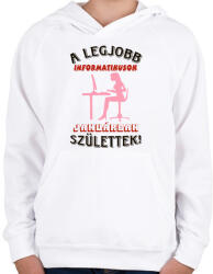 printfashion Informatikus nő szülinapja január - Gyerek kapucnis pulóver - Fehér (5657004)