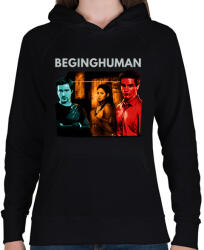 printfashion BEGINGHUMAN - Női kapucnis pulóver - Fekete (2040548)