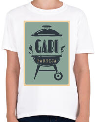 printfashion BBQ party - Névvel - Gyerek póló - Fehér (6290874)