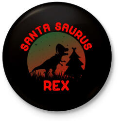 printfashion Santa Saurus Rex - Kitűző, hűtőmágnes - Fekete (5593421)