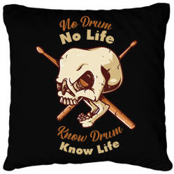 printfashion No Drum, No Life - Párnahuzat, Díszpárnahuzat - Fekete (6989206)