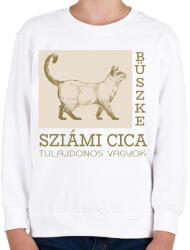 printfashion Büszke cica tulajdonos - Sziámi - Gyerek pulóver - Fehér (6307867)