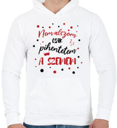 printfashion Nem alszom - Férfi kapucnis pulóver - Fehér (7540516)
