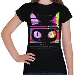 printfashion Psychedelic cat - Női póló - Fekete (15486353)