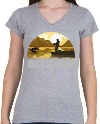 printfashion Harapj a csalira! - Női V-nyakú póló - Sport szürke (2457910)