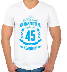 printfashion kamasz-45-cyan - Férfi V-nyakú póló - Fehér (602533)