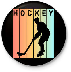 printfashion Hockey - Kitűző, hűtőmágnes - Fekete (4228442)