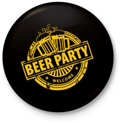 printfashion BEER PARTY - Kitűző, hűtőmágnes - Fekete (3095569)