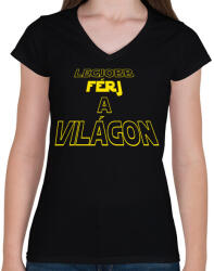 printfashion Legjobb férj a világon - Női V-nyakú póló - Fekete (5246367)