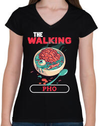 printfashion THE WALKING PHOE - Női V-nyakú póló - Fekete (11522810)
