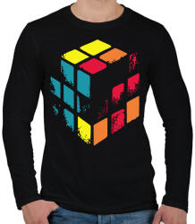printfashion Kopott Rubik kocka - Férfi hosszú ujjú póló - Fekete (15636907)
