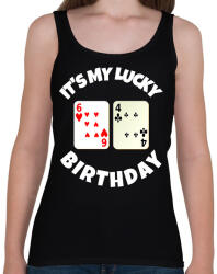 printfashion 64 POKER SZÜLINAP - Női atléta - Fekete (9845394)