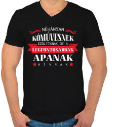 printfashion Kőműves apuka - Férfi V-nyakú póló - Fekete (10289233)